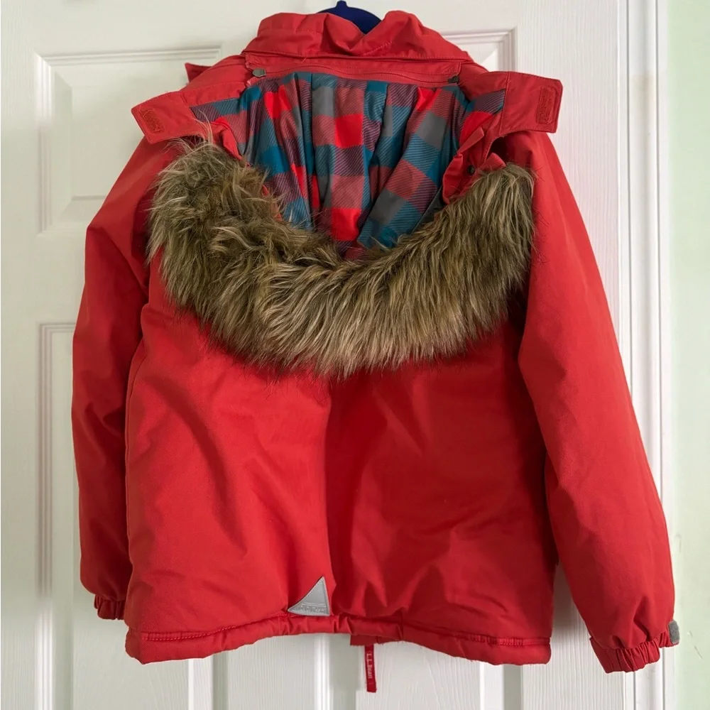 L.L. Bean Kids Jacket Red Fleece Lined Winter Coat Medium Warm Outdoor - Picture 2 of 5